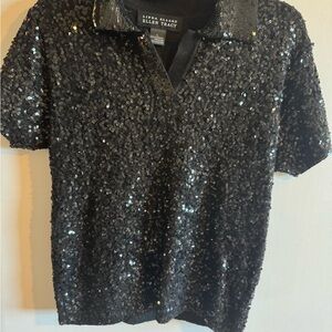 Ellen Tracy Black Sequin Top